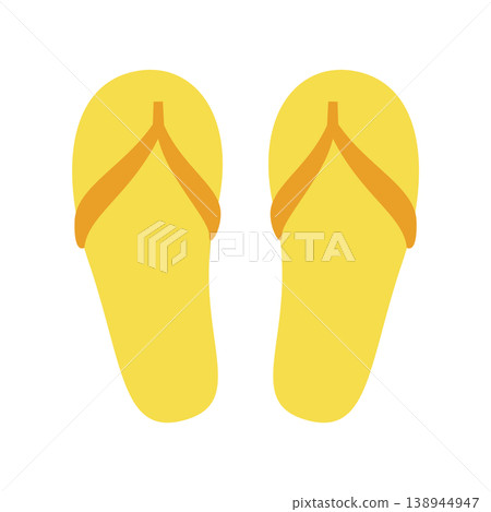 Yellow flip-flops, summer footwear. 138944947