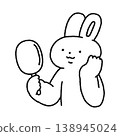 A cute rabbit looking in a mirror (line drawing) 138945024