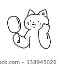 A cute cat looking in a mirror (line drawing) 138945026