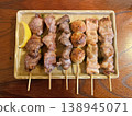 A delicious-looking assortment of grilled chicken skewers (Izakaya menu) 138945071