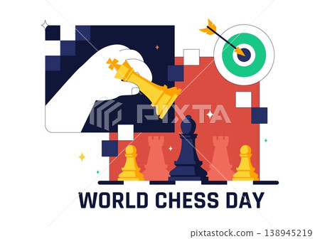 World Chess Day Vector Illustration Strategy Game Concept With Chess Pieces, Board, Trophy and Competition Theme For International Celebration Design World Chess Day Vector Illustration Strategy Game Concept With Chess Pieces, Board, Trophy and Competition Theme For International Celebration Design 138945219