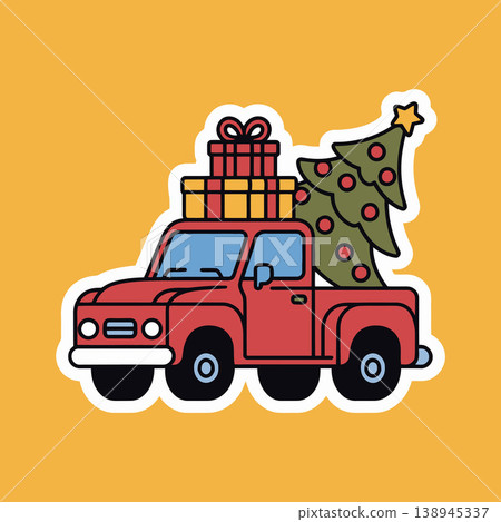 truck, christmas, vector 138945337