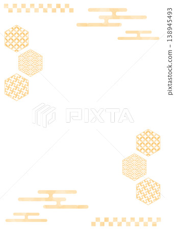 Japanese-style decorative frame, watercolor colors, traditional Japanese patterns, vertical orientation. Japanese-style decorative frame, watercolor colors, traditional Japanese patterns, vertical orientation. 138945493