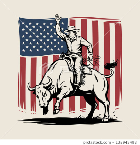 cowboy, flag, vector 138945498
