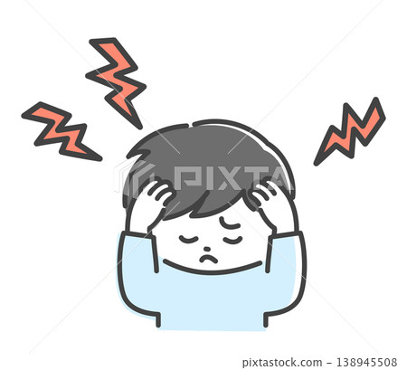 一名男子摀著頭,頭痛欲裂。 一名男子摀著頭,頭痛欲裂。 138945508