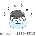 A man holding his head in his hands in panic. 138945515