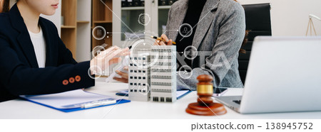 Professional business meeting with real estate models, legal consulting, contract discussion and corporate negotiation for investment and property management Professional business meeting with real estate models, legal consulting, contract discussion and corporate negotiation for investment and property management 138945752