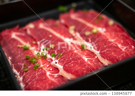 Close up of sliced raw meat. prepared for cooking Close up of sliced raw meat. prepared for cooking 138945877