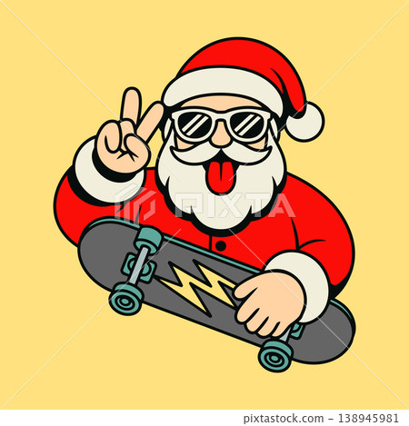 christmas, santa, skateboard 138945981