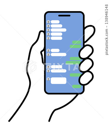Handheld smartphone messaging app screen vector material Handheld smartphone messaging app screen vector material 138946148