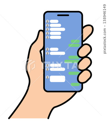 Handheld smartphone messaging app screen vector material Handheld smartphone messaging app screen vector material 138946149