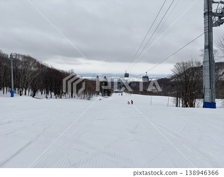 Niseko, Japan - April 3, 2025 : Snowboarders and skiers enjoy activities at Annupuri ski resort, Niseko, Hokkaido, Japan on April 3, 2025. 138946366