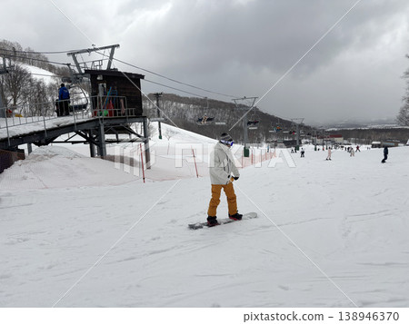 Niseko, Japan - April 3, 2025 : Snowboarders and skiers enjoy activities at Annupuri ski resort, Niseko, Hokkaido, Japan on April 3, 2025. Niseko, Japan - April 3, 2025 : Snowboarders and skiers enjoy activities at Annupuri ski resort, Niseko, Hokkaido, Japan on April 3, 2025. 138946370