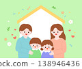 Vector illustration cute family with a house. 138946436