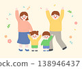 Vector illustration of a family waving their hands. 138946437