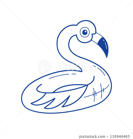 Flamingo float vector blue line art doodle pool inflatable icon for summer branding Flamingo float vector blue line art doodle pool inflatable icon for summer branding 138946465
