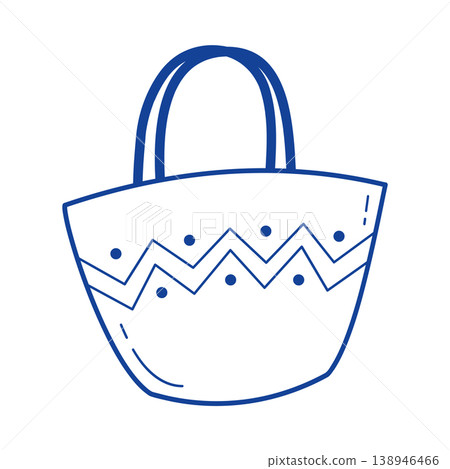 Beach bag vector blue line art doodle summer accessory icon for vacation branding Beach bag vector blue line art doodle summer accessory icon for vacation branding 138946466