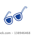 Sunglasses vector blue line art doodle summer accessory icon for beach branding 138946468