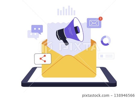 Illustration of Promotional Email and Online Shopping Discount 138946566