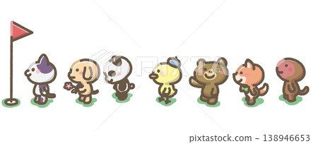 Illustrations of animals lined up Illustrations of animals lined up 138946653