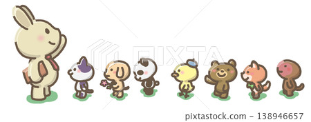 Illustrations of animals lined up Illustrations of animals lined up 138946657