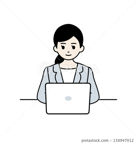Illustration of a businesswoman working on a computer 138947012