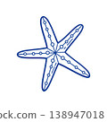 Starfish vector blue line art doodle sea animal icon for coastal branding 138947018