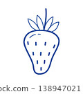 Strawberry fruit vector blue line art doodle sweet berry icon for summer branding 138947021