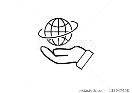 Hand Holding Globe Icon Symbolizing Global Support, Sustainability, Business and Technology 138947408