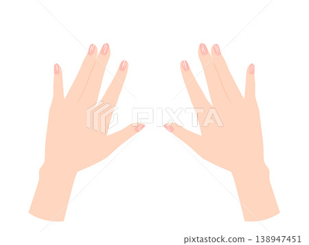 Illustration of damaged fingernails: cracks, chips, vertical lines 138947451