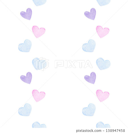Pattern of hearts 12. This seamless pattern is made of cute watercolor earrings. Perfect as a background for your design.  138947458