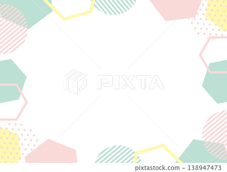 Pastel colored geometric frame illustration 138947473
