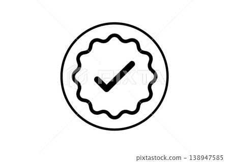 Verified Badge Icon With Check Mark and Quality Seal Outline for Approval and Certification 138947585