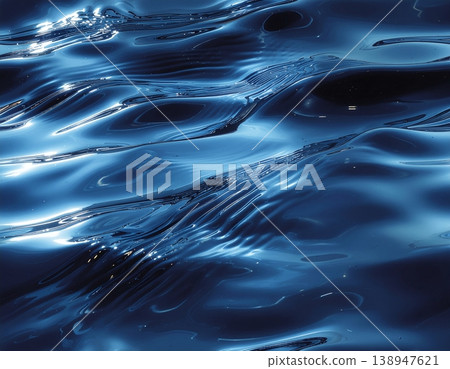 A beautiful abstract water surface texture background with a deep blue flow. 138947621