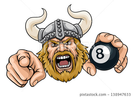 Viking Billiards Pool 8 Black Ball Sports Mascot Viking Billiards Pool 8 Black Ball Sports Mascot 138947633