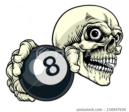 Skeleton Grim Reaper Death Pool Ball Team Mascot Skeleton Grim Reaper Death Pool Ball Team Mascot 138947636