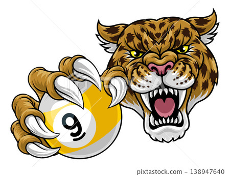 Jaguar Leopard Cheetah Billiard Pool 9 Ball Mascot Jaguar Leopard Cheetah Billiard Pool 9 Ball Mascot 138947640