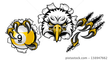 Eagle and 9 Ball Nine Ball Pool Cartoon Mascot 138947662