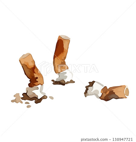 Watercolor-style illustration of a cigarette 138947721