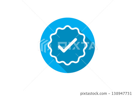 Blue Verified Badge Icon With White Checkmark, Approval Seal and Quality Verification Symbol 138947731