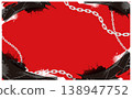 Red base punk frame, chain motif, ink splatter, vivid color scheme 138947752