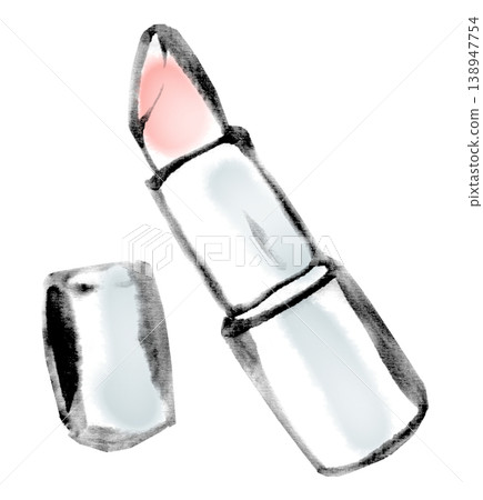 Ink painting illustration, ink painting image, red lipstick 138947754