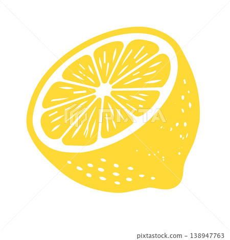 A woodblock print-style illustration of a lemon A woodblock print-style illustration of a lemon 138947763