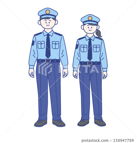 男女保安人員全身插圖。 男女保安人員全身插圖。 138947789