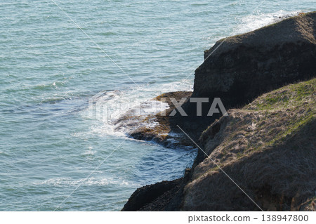 Rocky reefs and seabirds as seen from Kiritappu Cape Rocky reefs and seabirds as seen from Kiritappu Cape 138947800
