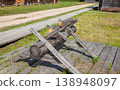 Wooden Sawhorses Near Traditional Village House 138948097