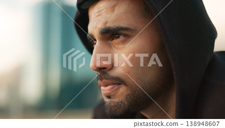 Man, runner and thinking outdoor for fitness, exercise or wellness with determination or nature. Athlete, person and mindfulness for workout, training and healthy body with sportswear in urban town Man, runner and thinking outdoor for fitness, exercise or wellness with determination or nature. Athlete, person and mindfulness for workout, training and healthy body with sportswear in urban town 138948607