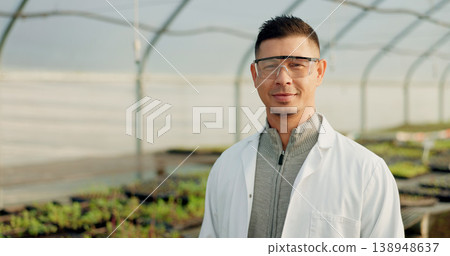 Greenhouse, farmer and portrait of man with eco friendly, sustainability and green agriculture for wellness. Scientist, face or pride of entrepreneur of small business, healthy food or agro vision Greenhouse, farmer and portrait of man with eco friendly, sustainability and green agriculture for wellness. Scientist, face or pride of entrepreneur of small business, healthy food or agro vision 138948637