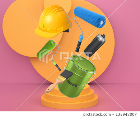 Abstract scene or podium for product showcase on monochrome background. Abstract scene or podium for product showcase on monochrome background. 138948807