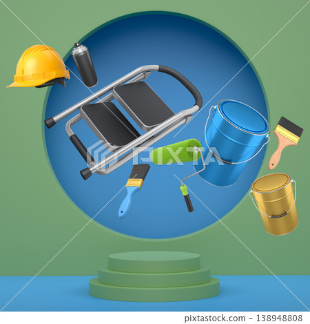 Abstract scene or podium for product showcase on monochrome background. Abstract scene or podium for product showcase on monochrome background. 138948808